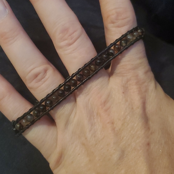 New Scenic Dendritic Agate Ball Open Unisex Bracelet. - Picture 7 of 8